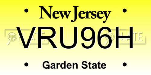 VRU96H New Jersey License Plate