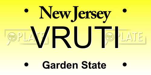 VRUTI New Jersey License Plate