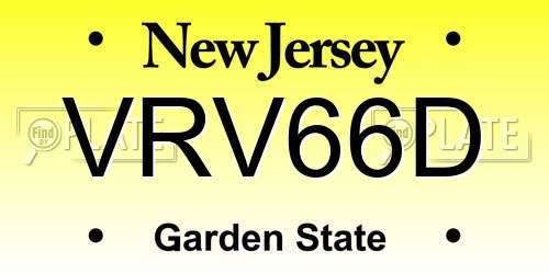 VRV66D New Jersey License Plate