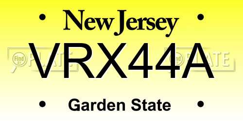 VRX44A New Jersey License Plate