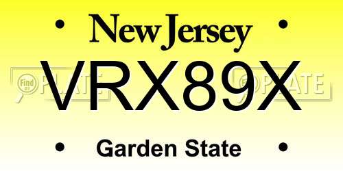 VRX89X New Jersey License Plate