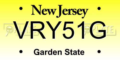VRY51G New Jersey License Plate