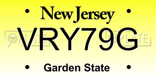 VRY79G New Jersey License Plate