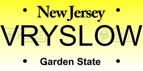 VRYSLOW New Jersey License Plate