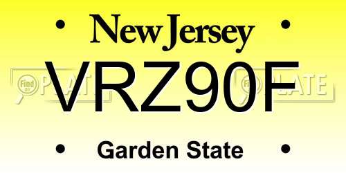 VRZ90F New Jersey License Plate
