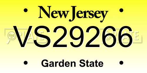 VS29266 New Jersey License Plate