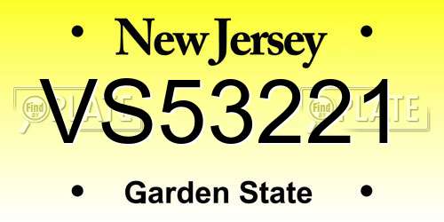 VS53221 New Jersey License Plate