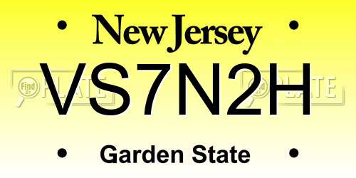VS7N2H New Jersey License Plate
