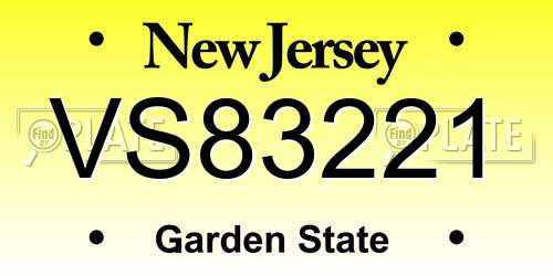 VS83221 New Jersey License Plate