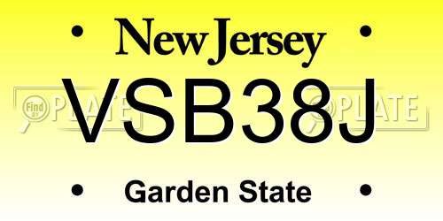 VSB38J New Jersey License Plate