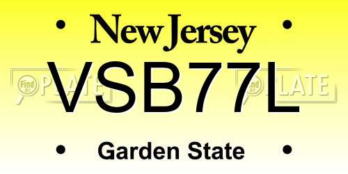 VSB77L New Jersey License Plate