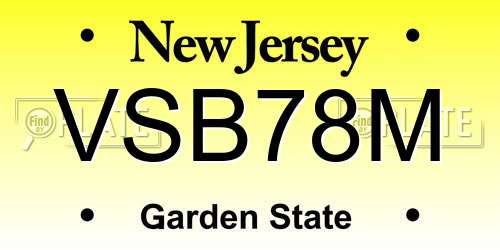 VSB78M New Jersey License Plate