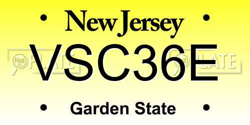 VSC36E New Jersey License Plate