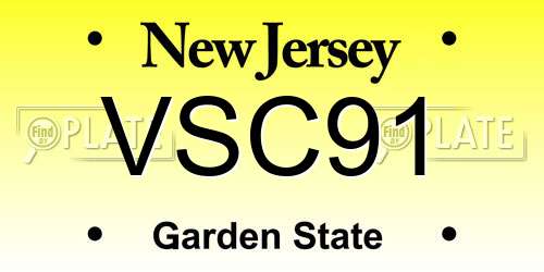 VSC91 New Jersey License Plate