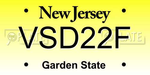 VSD22F New Jersey License Plate