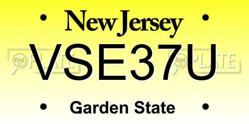 VSE37U New Jersey License Plate