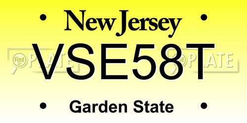 VSE58T New Jersey License Plate