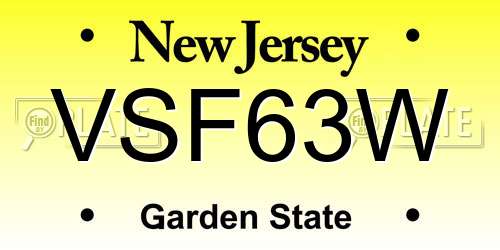 VSF63W New Jersey License Plate