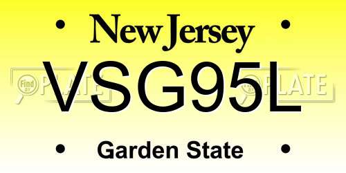 VSG95L New Jersey License Plate