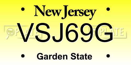 VSJ69G New Jersey License Plate