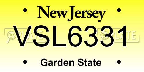 VSL6331 New Jersey License Plate