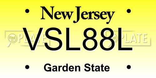 VSL88L New Jersey License Plate