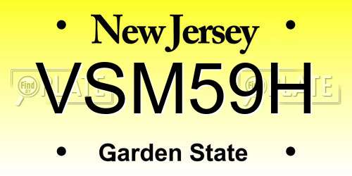 VSM59H New Jersey License Plate