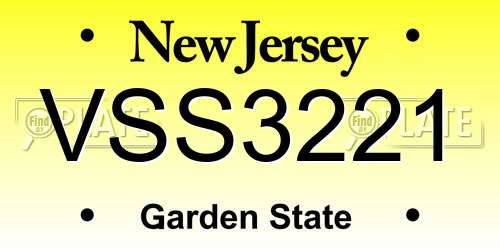 VSS3221 New Jersey License Plate