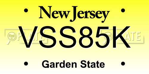 VSS85K New Jersey License Plate