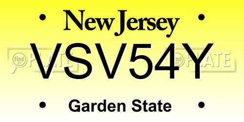 VSV54Y New Jersey License Plate