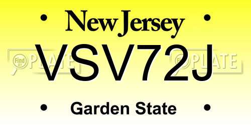 VSV72J New Jersey License Plate