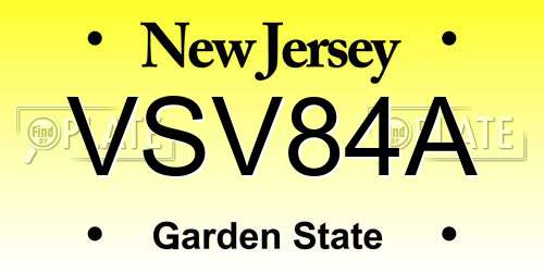 VSV84A New Jersey License Plate