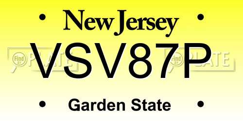 VSV87P New Jersey License Plate