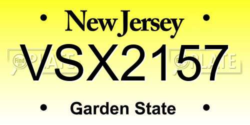 VSX2157 New Jersey License Plate