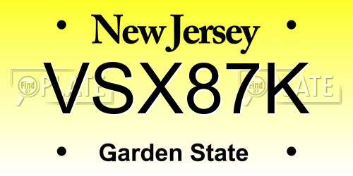 VSX87K New Jersey License Plate