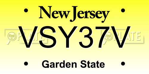 VSY37V New Jersey License Plate