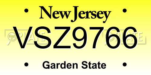 VSZ9766 New Jersey License Plate