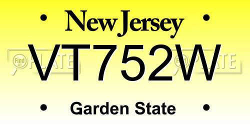 VT752W New Jersey License Plate