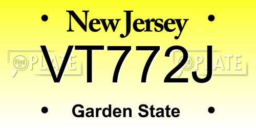 VT772J New Jersey License Plate