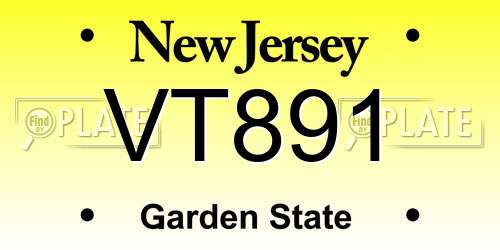 VT891 New Jersey License Plate