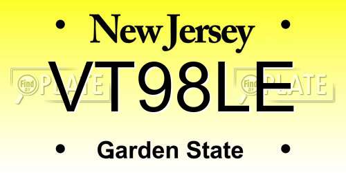 VT98LE New Jersey License Plate