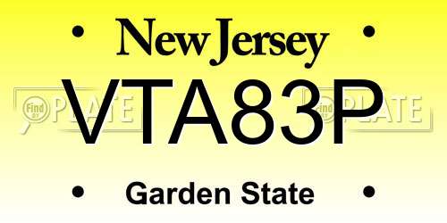 VTA83P New Jersey License Plate