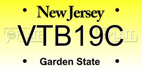 VTB19C New Jersey License Plate