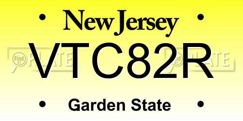 VTC82R New Jersey License Plate