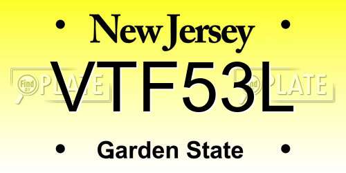 VTF53L New Jersey License Plate