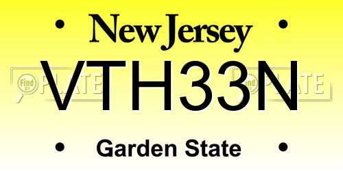 VTH33N New Jersey License Plate