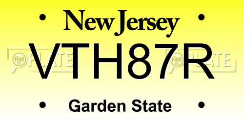 VTH87R New Jersey License Plate