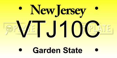 VTJ10C New Jersey License Plate