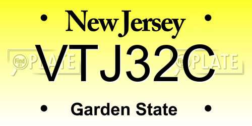 VTJ32C New Jersey License Plate