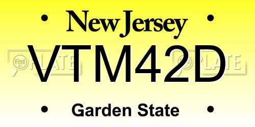 VTM42D New Jersey License Plate